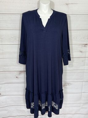 NWT Chico's Midnight Blue Floral Cutout Dress Size Chico’s 4/20/22